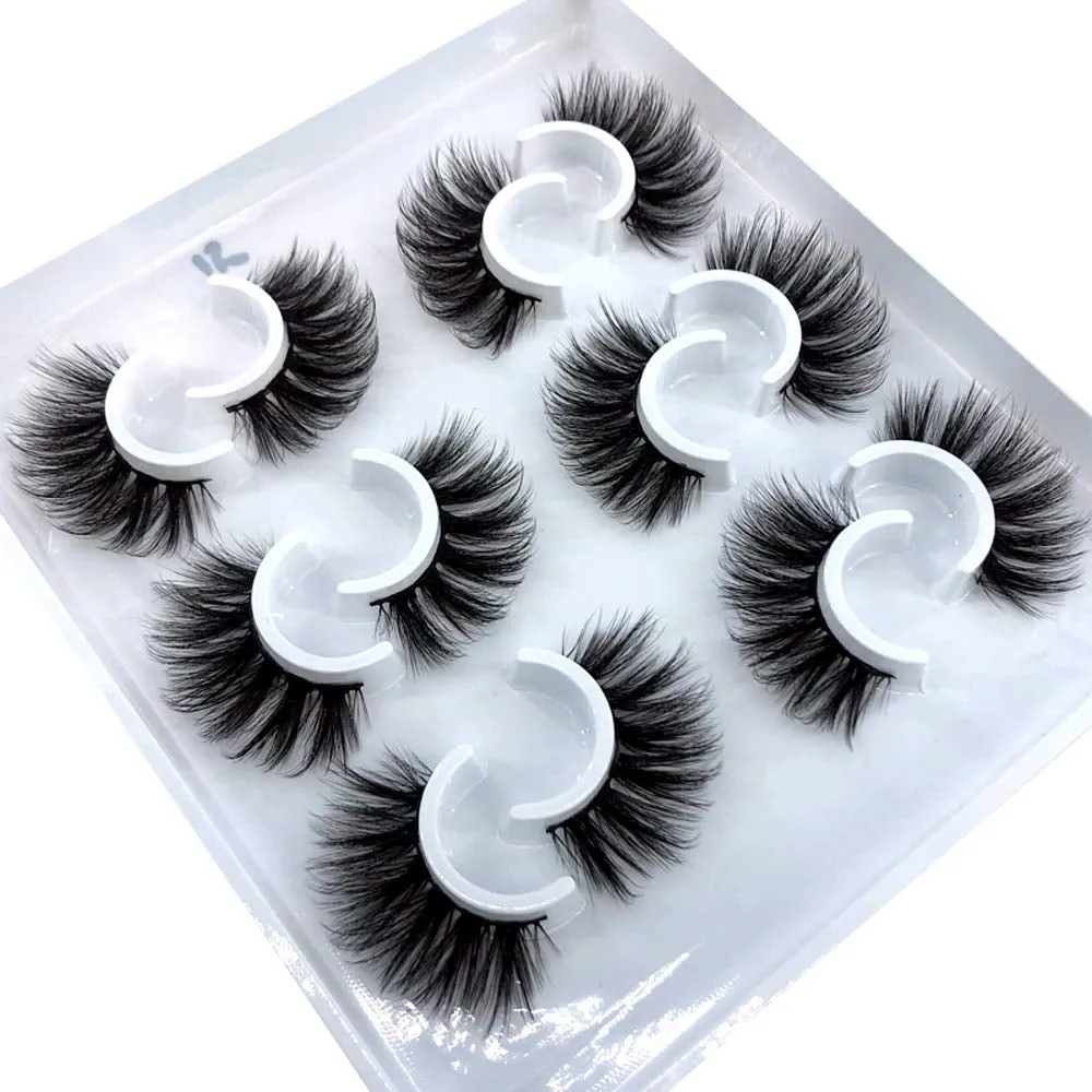 6 Pairs Fluffy False Eyelashes Natural Faux Mink Strip 3D Lashes Pack