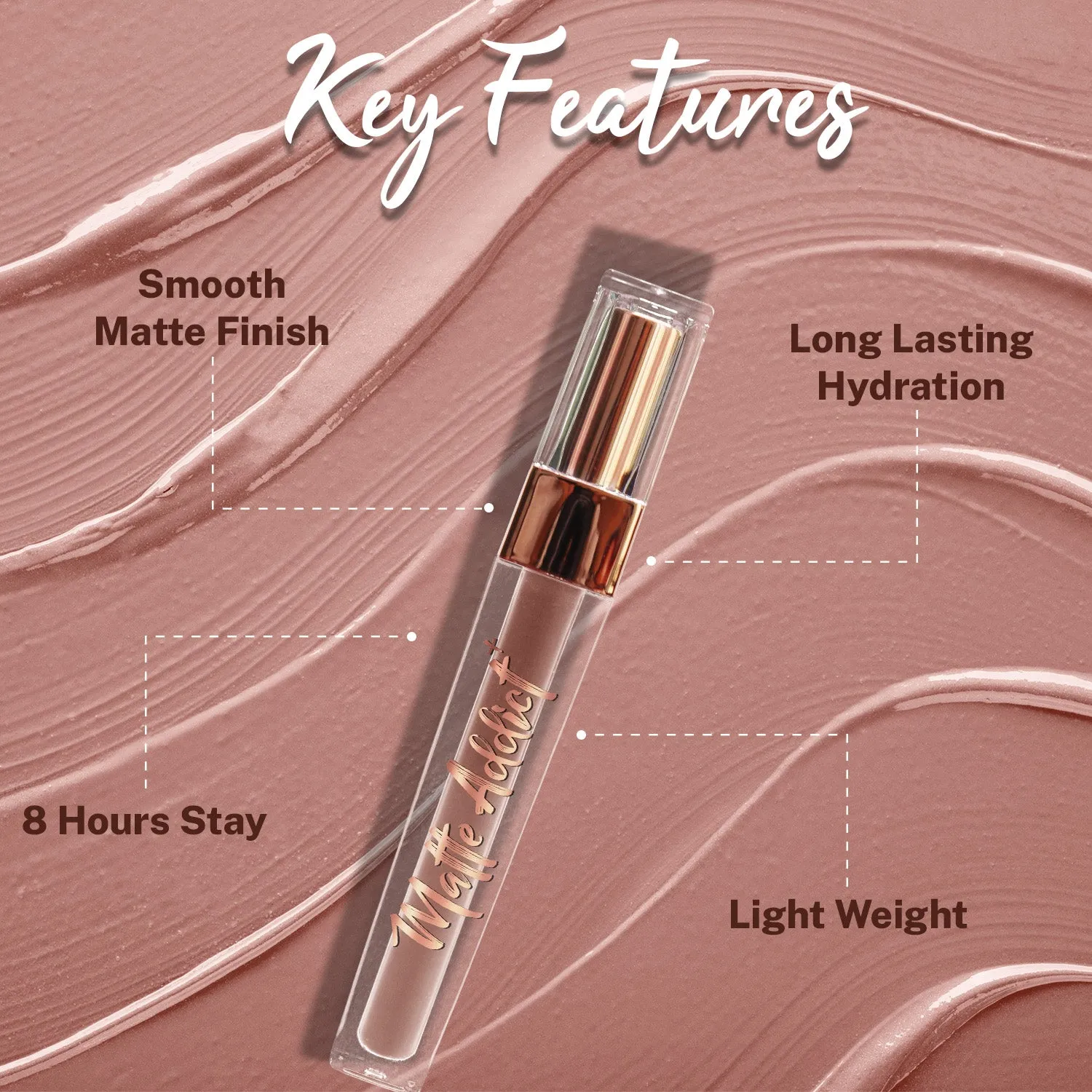 Jaquline USA Matte Addict   Liquid Lipstick, 8Hr stay, Lightweight & Transfer proof - Soft Fawn 06, 3.5ml